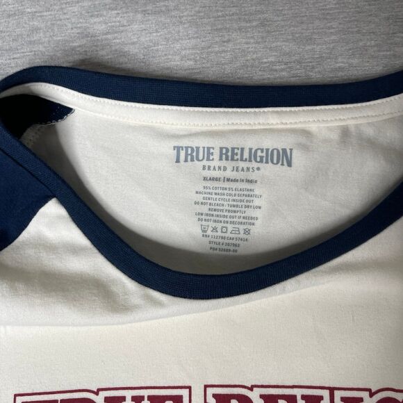 True Religion Women’s Short Sleeve Baseball Baby Tee Top - Picture 4 of 8